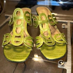 Life Stride green sandals 2” heel. Worn once, UEC Size 10